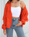 Fringe Trim Open Front Cardigan