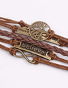 Alloy PU Leather Rope Bracelet