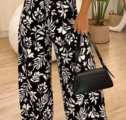 Full Size Printed High Waist Wide Leg Pants