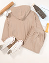 Drawstring Zip Up Hoodie and Pants Active Set