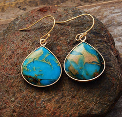 18K Gold-Plated Natural Stone Earrings