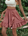 Ruffle Hem Elastic Waist Mini Skirt