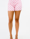 American Bazi High Waist Contrast Checkered Shorts