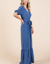 GeeGee Full Size V-Neck Belted Wide Leg Jumpsuit