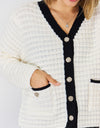 Contrast Trim Button Up Cardigan