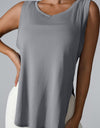 Slit Round Neck Active Tank