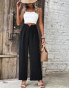 Ruched High Waist Straight Leg Pants