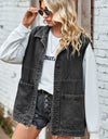 Button Front Sleeveless Denim Jacket