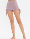 Drawstring Wide Waistband Side Tie Sports Shorts