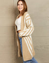 Woven Right Two-Tone Open Front Fuzzy Longline Cardigan