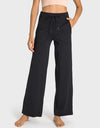 Drawstring Waist Wide Leg Sports Pants with Pockets