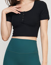 Round Neck Short Sleeve Cropped Sports Top