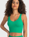 Deep V-Neck Crop Sports Bra