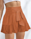 Smocked Tie-Front High-Rise Shorts