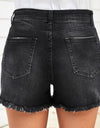 Raw Hem Distressed Denim Shorts with Pockets