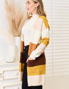 Woven Right Color Block Dropped Shoulder Cardigan