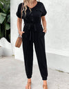 Perfee V-Neck Short Sleeve Jumpsuit