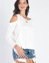 UNIQ Cold Shoulder Long Sleeve Knit Top