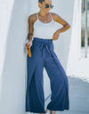 Paperbag Waist Tie Front Wide Leg Pants