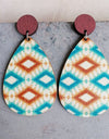 Geometric Wood Teardrop Earrings