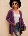 Openwork Horizontal Ribbing Open Front Cardigan