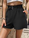 Pocketed Double Buckle High Waist Shorts