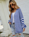 Striped Button Up Long Sleeve Cardigan