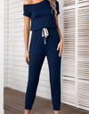 Asymmetrical Neck Short Sleeve Jumpsuit