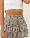 Printed Frill Trim Smocked Mini Skirt