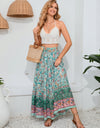 Bohemian Print Smocked Waist Maxi Skirt