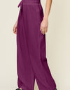 Double Take Full Size Texture Drawstring Wide Leg Pants