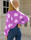 Floral Open Front Fuzzy Cardigan