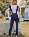 Ruffle Trim Buttoned Overall