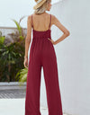 V-Neck Spaghetti Strap Wide Leg Jumpsuit