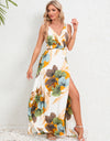 Slit Tied Printed Surplice Dress