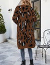 Leopard Open Front Cardigan with Pockets