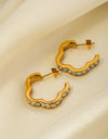 Stainless Steel Inlaid Zircon C-Hoop Earrings