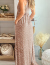 Leopard Round Neck Sleeveless Maxi Dress