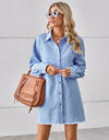 Raw Hem Button Up Denim Dress