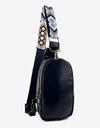 Random Pattern Adjustable Strap PU Leather Sling Bag