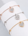 Inlaid Rhinestone Titanium Steel Heart Bracelet