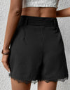 Tie Belt Lace Trim Shorts