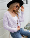 Open Front Cuffed Cropped Cardigan