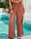 Smocked Wide Leg Pants with Pockets