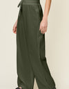 Double Take Full Size Texture Drawstring Wide Leg Pants