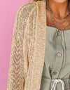 Openwork Open Front Long Sleeve Cardigan