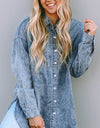 Button Up Dropped Shoulder Denim Top