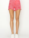 RISEN High Waist Frayed Hem Denim Shorts