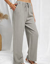 Drawstring Elastic Waist Pants with Pockets