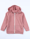 Girls Zip-Up Drawstring Hooded Jacket with Pockets